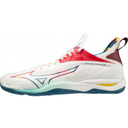 mizuno wave mirage 4 blanc rouge vert jaune marron