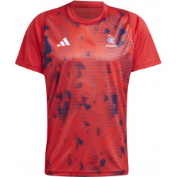 maillot echauffement ffhb equipe france handball 2023 rouge adidas