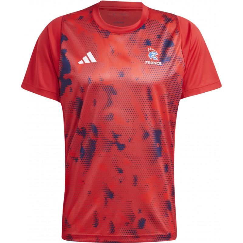 maillot echauffement ffhb equipe france handball 2023 rouge adidas