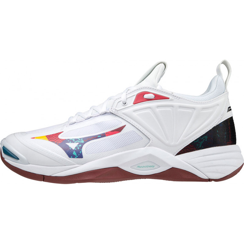 mizuno wave momentum blanc marron rouge noir multicolore