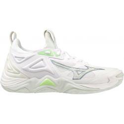 mizuno wave momentum 3 femme blanc vert gris