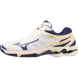 mizuno wave voltage blanc bleu jaune