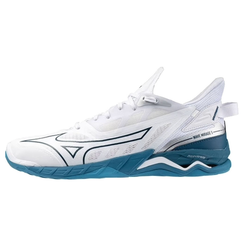 mizuno wave mirage 5 blanc bleu argent