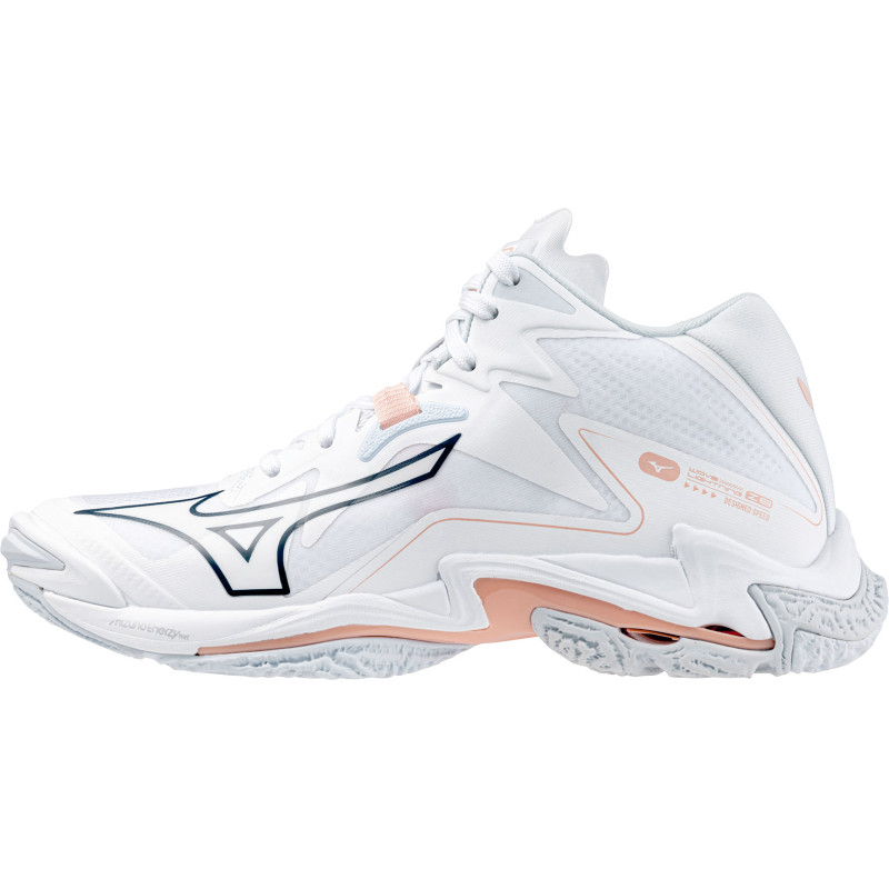 mizuno wave lightning z8 mid femme blanc saumon