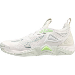 mizuno wave momentum 3 femme blanc vert gris