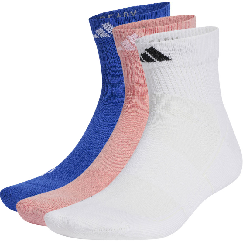 pack 3 chaussettes adidas blanc rose bleu