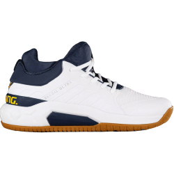 salming recoil ultra mid blanc bleu jaune